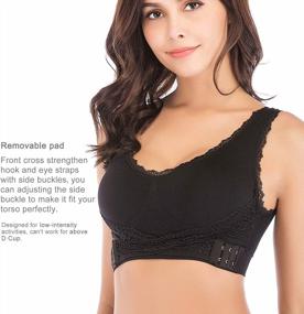 img 2 attached to YEYELE Women'S Sports Bras - Lace Front Cross, Side Buckle And Removable Pad Tank Top Yoga Sports Bra - Available In 1 Pack Or 3 Pack