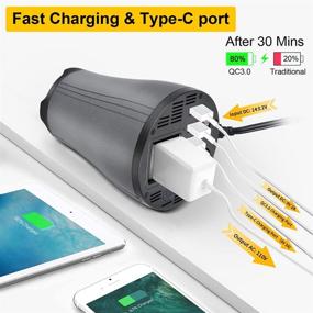 img 2 attached to Tesla Car Power Inverter Charger 150W DC 14V to 110V AC for 2019-2022 Model 3 Model Y - Type C Ports, LED Display, Dual USB Ports, Quick Charge 3.0, AC Outlets, Cigarette Lighter Outlet
