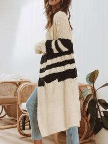 img 2 attached to Striped Knit Long Sleeve Cardigan For Women: Perfect Casual Wear With Pockets