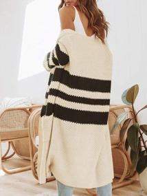 img 3 attached to Striped Knit Long Sleeve Cardigan For Women: Perfect Casual Wear With Pockets