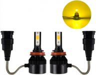 2pcs carfib h11/h8 led fog light bulbs drl 3000k yellow amber for car truck - plug & play 12v 24v 36w 4000lm cob chips fan bright aluminum alloy logo