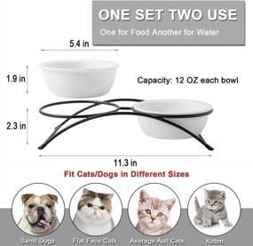 img 3 attached to Ceramic Elevated Pet Raised Cat Food Bowls Set With Stand - 12 Ounce ZONEYILA Dog & Cat Bowls, Dishwasher Safe