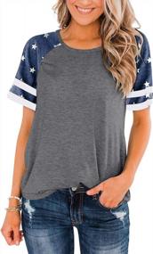 img 4 attached to Colorblock Star Print Shirt For Women - Long Sleeve Patriotic Flag Pullover Blouse For Fourth Of July Tops