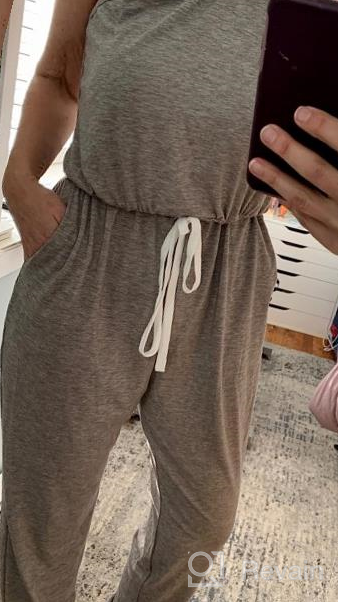 img 1 attached to Minipeach Womens Jumpsuit, One Shoulder Jumpsuits Elastic Cuff Long Pants Romper With Pockets review by Kenkoy Braggs