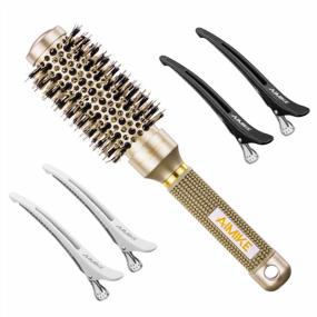 img 4 attached to AIMIKE Round Brush - Nano Thermal Ceramic & Ionic Tech Hair Styling Tool For Blow Drying, Curling And Shine (2.4 Inch Barrel 1.3 Inch) + 4 Free Clips