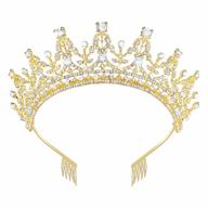 makone queen crown for women gold tiara with clear rhinestone for christmas birthday girls prom halloween bridal party - gold crown (white-gold) logo