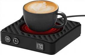 img 4 attached to Electric Coffee Cup Warmer With 3 Temp Settings & Auto ON/Off Timer - Perfect Warm Gift!