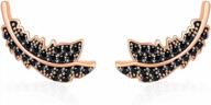 stylish leaf-shaped black cz crystal earrings in rose gold for women and girls by yoqucol logo