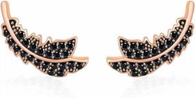 img 4 attached to Stylish Leaf-Shaped Black CZ Crystal Earrings In Rose Gold For Women And Girls By YOQUCOL