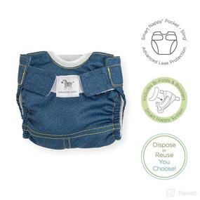 img 3 attached to 👶 Удивительные памперсы для малышей SmartNappy Blue Jeans: гибридная пеленочная накладка + вкладыши, деним, размер 1, 5-10 фунтов