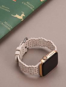 img 2 attached to Stylish Lace Flower Cut-Outs Scalloped Apple Watch Band For Women - Compatible With IWatch Series 8/7/6/5/4/3/2/1 SE, 41Mm/40Mm/38Mm - Soft, Stretchy, And Waterproof TOYOUTHS Band In Starlight Color