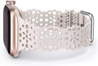 stylish lace flower cut-outs scalloped apple watch band for women - compatible with iwatch series 8/7/6/5/4/3/2/1 se, 41mm/40mm/38mm - soft, stretchy, and waterproof toyouths band in starlight color logo