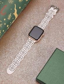 img 1 attached to Stylish Lace Flower Cut-Outs Scalloped Apple Watch Band For Women - Compatible With IWatch Series 8/7/6/5/4/3/2/1 SE, 41Mm/40Mm/38Mm - Soft, Stretchy, And Waterproof TOYOUTHS Band In Starlight Color