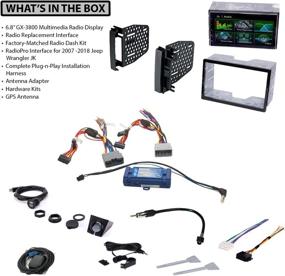 img 1 attached to 📻 6.8” Double Din Complete Radio Kit Package for Jeep Wrangler JK 2007-2018 with Touchscreen Radio, CarPlay, Android Auto, Bluetooth, Dash Kit, Can Bus Interface, Camera Input, and Antenna Adapter