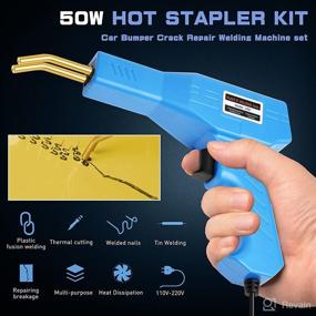 img 3 attached to TIMTOKIT 50W Hot Stapler Plastic Repair Kit + 500PCS Hot Staples | LED Light | 110V Automotive Plastic Bumper Repair Kit Hot Stapler Gun for Car Bumper, Kayak, Fender | Mood More Plastic (Blue)