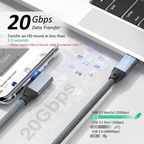 img 2 attached to Прямоугольный кабель LEIRUI USB C: 100 Вт PD, передача данных 20 Гбит/с, видео 4K при 60 Гц — Thunderbolt 3/4, совместимый с Oculus Quest, IMac, MacBook и т. д.