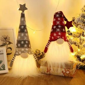 img 4 attached to GMOEGEFT Christmas Gnome Lights With Timer, Christmas Gnome Swedish Santa Tomte, Nordic Christmas Decoration - Set Of 2 (Snowflake Pattern), 18.8 X 4.8 Inches