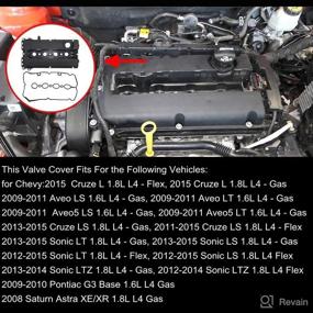 img 3 attached to Chevy 11-15 Cruze 12-15 Sonic 09-11 Aveo Aveo5 09-10 Pontiac G3 2008 Saturn Astra Camshaft Valve Cover (Part# 55558673) incl. Gasket (Part# 55564395)