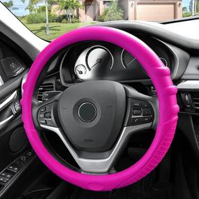 img 4 attached to 🚗 FH Group FH3003HOTPINK Silicone Hot Pink Steering Wheel Cover with Grip, Pattern, and Massaging Grip - Universal Fit for Cars, SUVs, Trucks, Vans