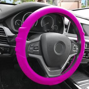 img 1 attached to 🚗 FH Group FH3003HOTPINK Silicone Hot Pink Steering Wheel Cover with Grip, Pattern, and Massaging Grip - Universal Fit for Cars, SUVs, Trucks, Vans