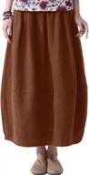 women's cotton linen elastic waist balloon midi skirt by soojun logo