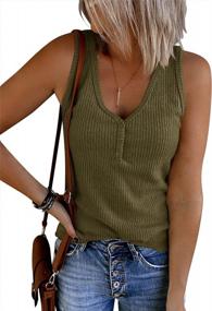 img 4 attached to Stay Chic And Comfy: Saodimallsu'S Ribbed Sleeveless Henley Shirts For Women