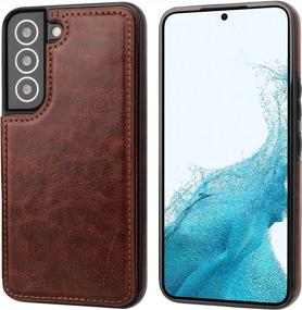 img 2 attached to Samsung Galaxy S22 5G 6.1 Inch Wallet Case With Card Holder, PU Leather Kickstand, Double Magnetic Clasp Shockproof Cover - Brown