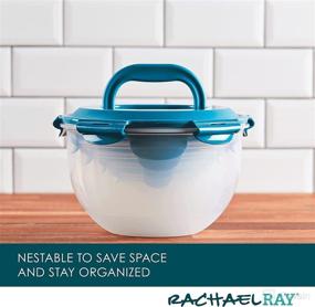 img 1 attached to 🍽️ Leak-Proof Nestable Container Food Storage Bin Set by Rachael Ray, 10-Piece Round with Teal Lid