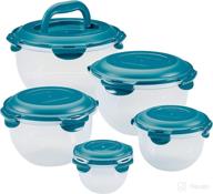 🍽️ leak-proof nestable container food storage bin set by rachael ray, 10-piece round with teal lid логотип