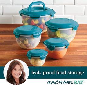 img 2 attached to 🍽️ Leak-Proof Nestable Container Food Storage Bin Set by Rachael Ray, 10-Piece Round with Teal Lid