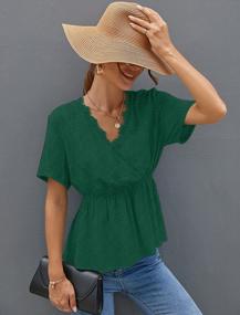 img 1 attached to Women'S Deep V Neck Peplum Tops Short Sleeve Casual Blouses Tee Shirts Wrap Blouse