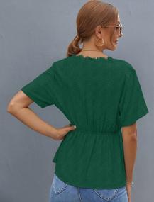 img 2 attached to Женские топы с глубоким V-образным вырезом и баской, повседневные блузки с короткими рукавами, футболки, блузки с запахом