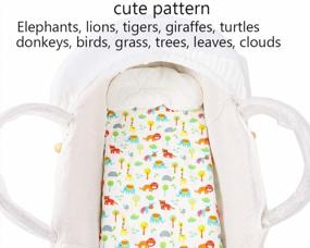 img 3 attached to Knlpruhk 100% Jersey Cotton 190GSM Thickest Ultra Soft And Stretchy Waterproof Bassinet Sheet Set 2 Pack For Baby Girl Boy Cute Elephant, Lion, Tiger, Giraffe - No Need For Mattress Pad Cover.