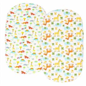 img 4 attached to Knlpruhk 100% Jersey Cotton 190GSM Thickest Ultra Soft And Stretchy Waterproof Bassinet Sheet Set 2 Pack For Baby Girl Boy Cute Elephant, Lion, Tiger, Giraffe - No Need For Mattress Pad Cover.