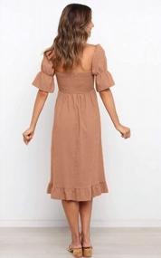 img 2 attached to Stylish And Comfortable: Angashion Women'S Solid Square Neck Summer Dress With Short Puff Sleeves And Smocked Waist