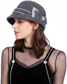 img 4 attached to Vintage Women'S Winter Wool Bucket Hat With Bow/Flower Accent - 1920S-Style Cloche/Bowler Hat By Jeff & Aimy