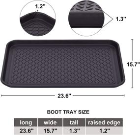 img 2 attached to 👢 Flyowl 2-Pack Multi-Purpose Boot Tray for Indoor Entryway, 24 x 16 inch Heavy Duty Shoe Mat in Black for All Weather Use, Perfect for Storing Shoes & Boots, Pets' Feeding Area, Plants, and Tools.