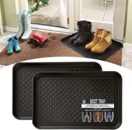 👢 flyowl 2-pack multi-purpose boot tray for indoor entryway, 24 x 16 inch heavy duty shoe mat in black for all weather use, perfect for storing shoes & boots, pets' feeding area, plants, and tools. логотип