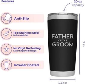 img 1 attached to Father Of The Groom Tumbler 20Oz Engraved Black Stainless Steel Insulated Travel Mug Wedding Rehearsal Party Thank You Gift Dad Birthday Cup SassyCups