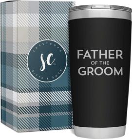 img 4 attached to Father Of The Groom Tumbler 20Oz Engraved Black Stainless Steel Insulated Travel Mug Wedding Rehearsal Party Thank You Gift Dad Birthday Cup SassyCups