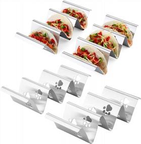 img 4 attached to Stainless Steel Taco Holders (Set Of 4) - Kids Taco Night Stand For 3 Soft/Hard Shell Tacos - Easy To Use & Clean With Bear Paw Perforations