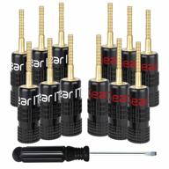 12 pieces of gearit flex pin banana plugs for speaker wire (6 pairs), 24k gold plated connector pin plug type for spring-loaded speaker banana jack terminals, supports 12 awg to 20 awg wires logo