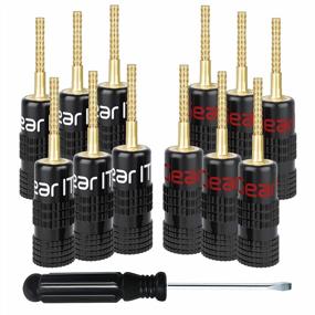 img 4 attached to 12 Pieces Of GearIT Flex Pin Banana Plugs For Speaker Wire (6 Pairs), 24K Gold Plated Connector Pin Plug Type For Spring-Loaded Speaker Banana Jack Terminals, Supports 12 AWG To 20 AWG Wires