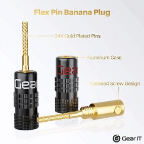 img 3 attached to 12 Pieces Of GearIT Flex Pin Banana Plugs For Speaker Wire (6 Pairs), 24K Gold Plated Connector Pin Plug Type For Spring-Loaded Speaker Banana Jack Terminals, Supports 12 AWG To 20 AWG Wires