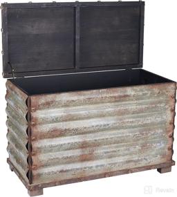 img 3 attached to Vintage Metal Storage Trunk: Rustic Silver, Large Size - Ideal for Household Essentials