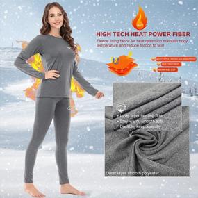 img 4 attached to Winter Women'S Thermal Underwear Set - Fleece Lined Base Layer For Cold Weather, Ski Gear, And Outdoor Activities