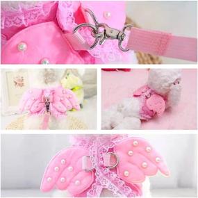 img 1 attached to 🐾 Cute Pink Pet Cat Dog Harness and Leash Set with Angel Wing, Lace, and Artificial Pearls