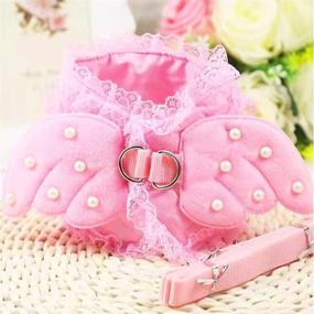 img 3 attached to 🐾 Cute Pink Pet Cat Dog Harness and Leash Set with Angel Wing, Lace, and Artificial Pearls