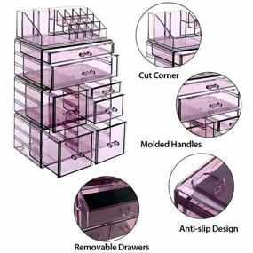 img 3 attached to Purple Acrylic Cosmetic Storage Drawers And Jewelry Display Box - InnSweet 4 Pieces Makeup Organizer & Holder Set