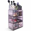 purple acrylic cosmetic storage drawers and jewelry display box - innsweet 4 pieces makeup organizer & holder set logo
